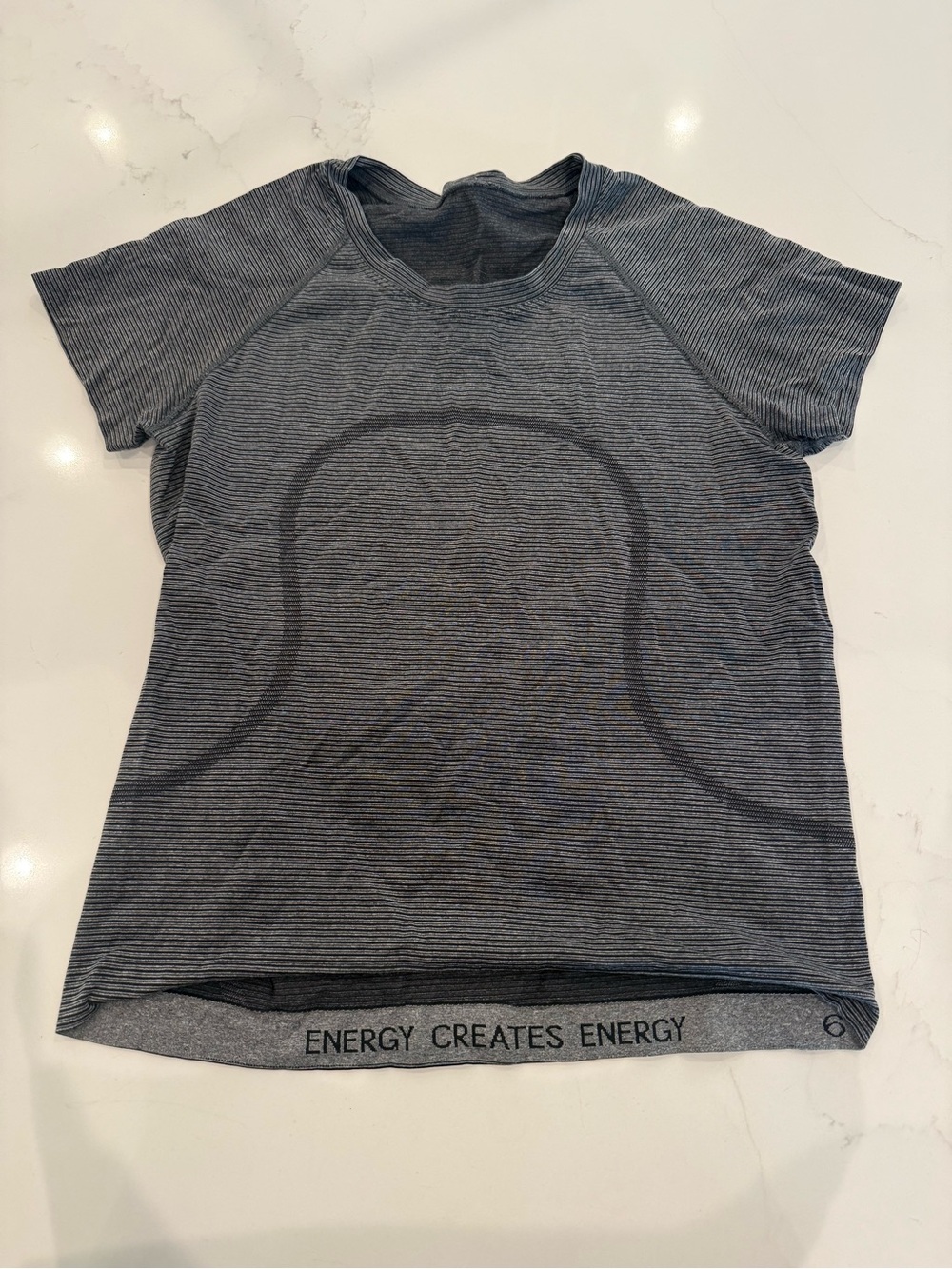 lululemon athletica Women's Gray Striped Short Sleeve Top
